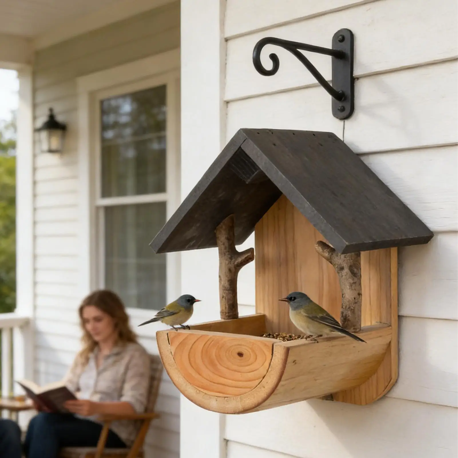 Watches Original - Wall Mount Wooden bird feeder Outdoor