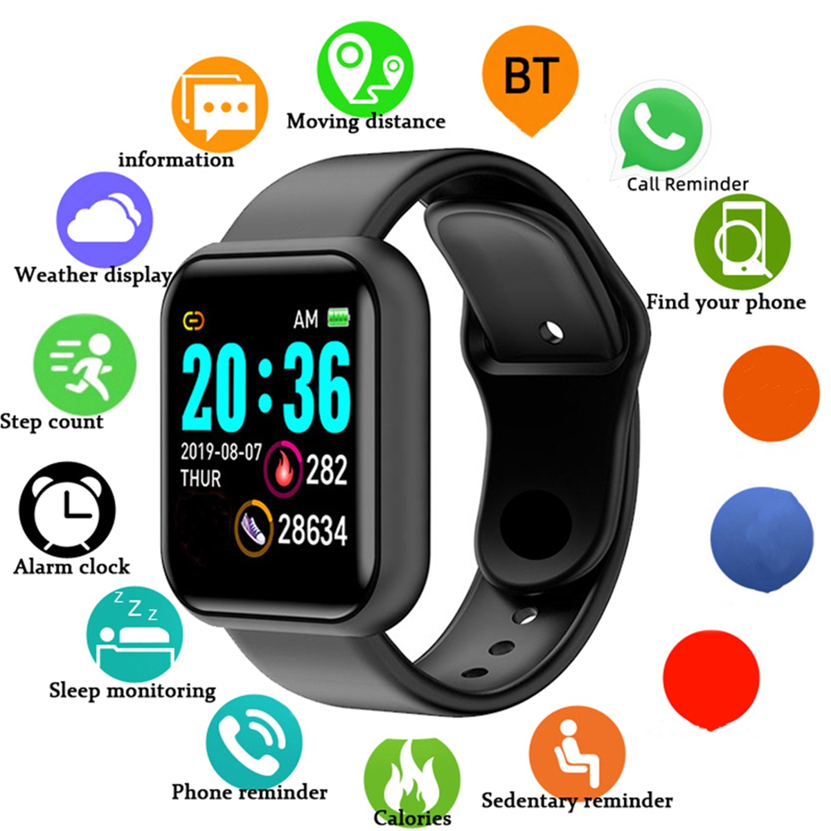 Smartwatch Health Watches For Women - Men Smart Watches Color Screen Bluetooth