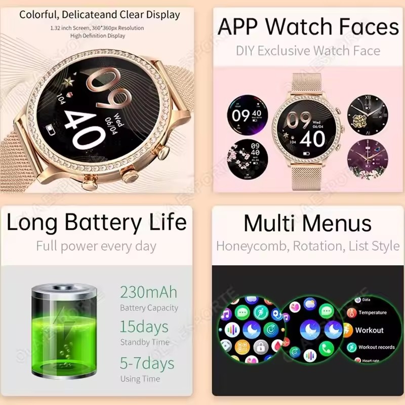 Elegant Ladies' Smartwatch Blu - Smartwatch Health Watches For Women ulasan dan harga